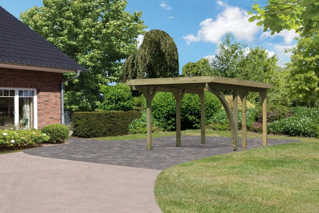 carport KARIBU CLASSIC 1B 61950 ocelov sten panely