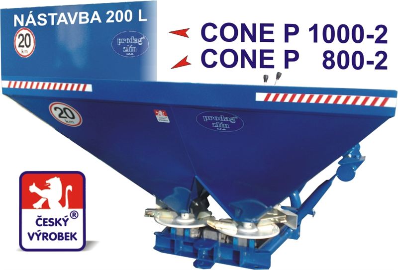 Dvoukotoučové rozmetadlo PRODAG CONE P 1000-2 + kardan ( plechová násypka )