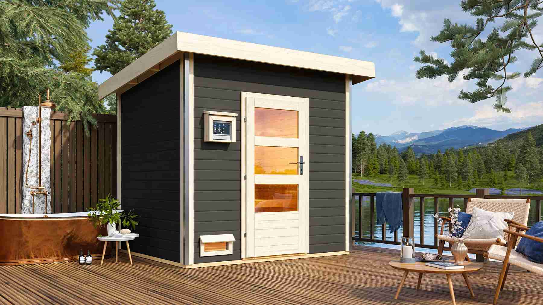 finsk sauna KARIBU NORGE (27213) terragrau