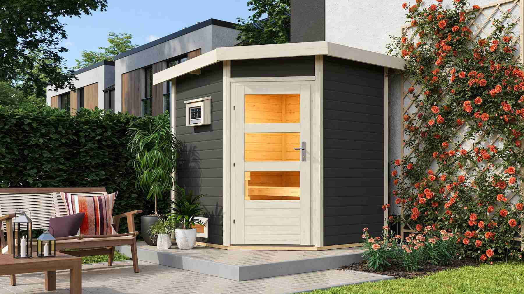 finsk sauna KARIBU PEKKA (27095) terragrau