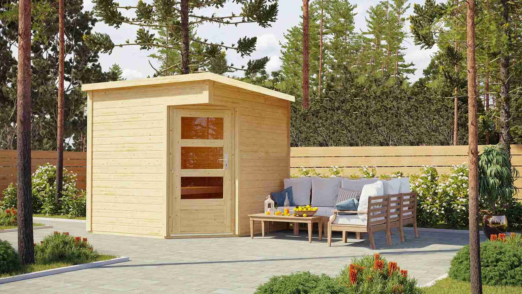 finsk sauna KARIBU PELLE (40175) natur