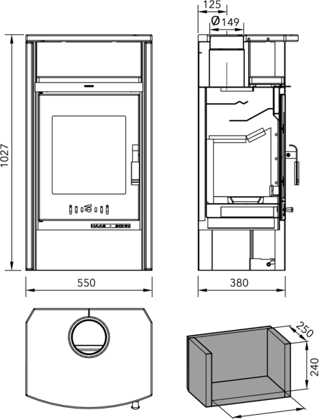 HAAS+SOHN LIVORNO krbov kamna - antracit, hnd kmen 1