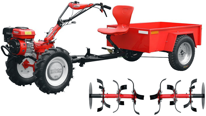 HECHT 7100 SET - MALOTRAKTOR S VOZÍKEM VČETNĚ KULTIVÁTORU