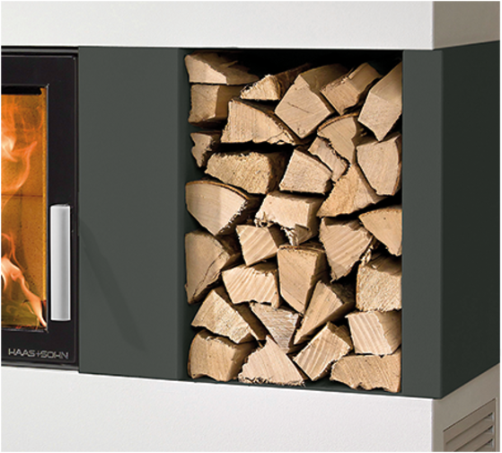 Holzlagerfach fr ADONIS mit Wrmeschutzblech =