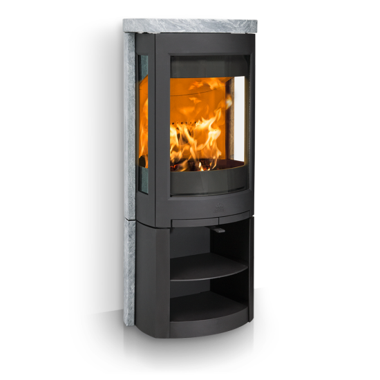 Jotul F 377V2 ADVANCE - krbov kamna s mastkovm obkladem, ern lak