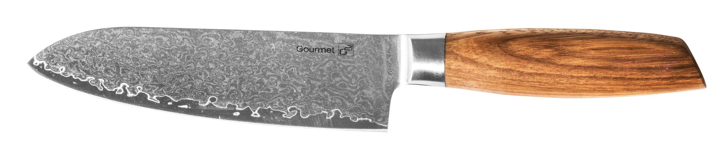 N G21 Gourmet Damascus 17 cm, Santoku, rukoje zebrawood
