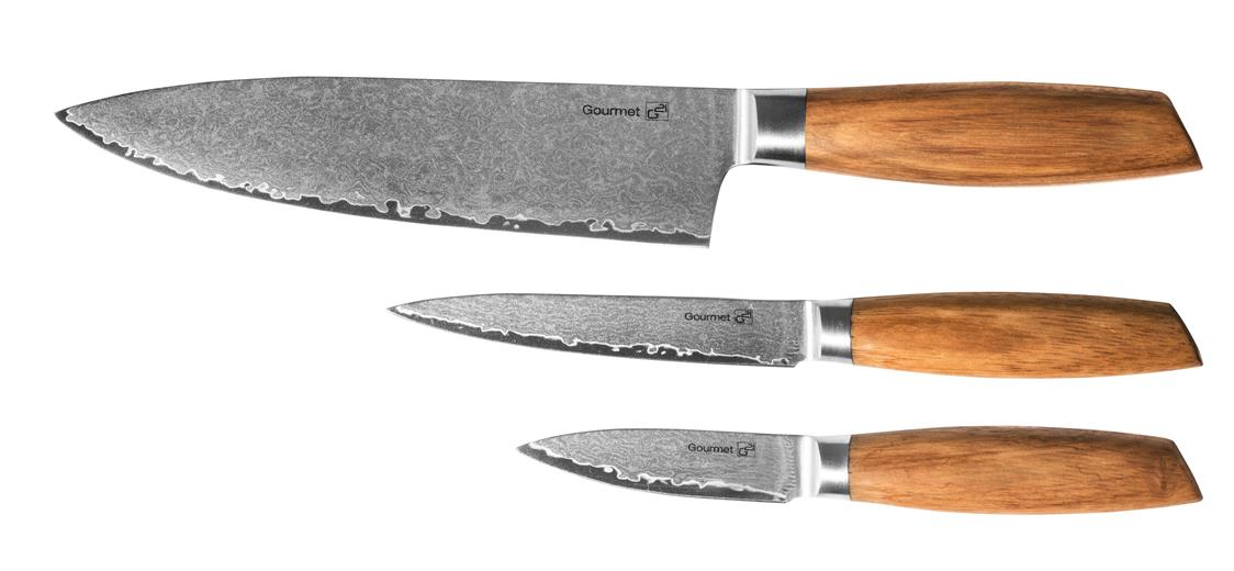 Sada no G21 Gourmet Damascus small box 3 ks, rukoje zebrawood