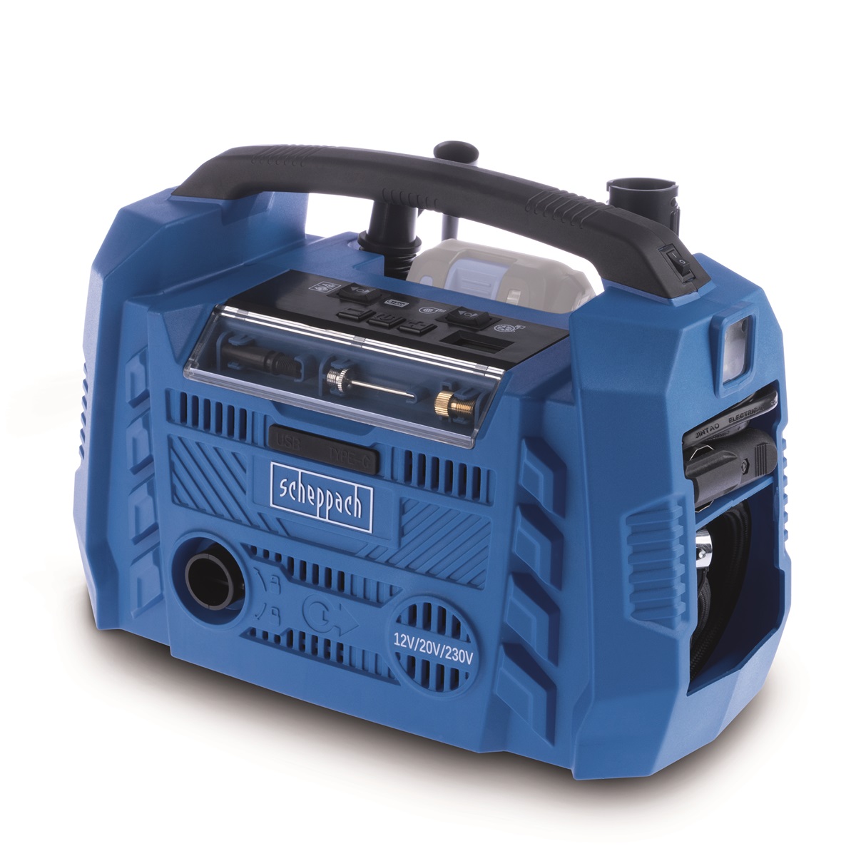 Scheppach Air Force 6 - hybridn kompresor (20 V aku, 12 V, 230 V)