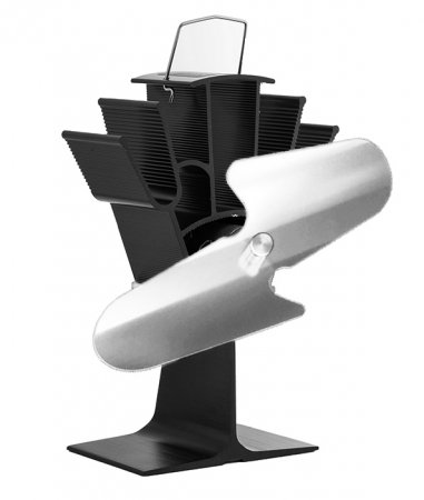 Ventiltor na kamna FLAMINGO dvoulopatkov, stbrn