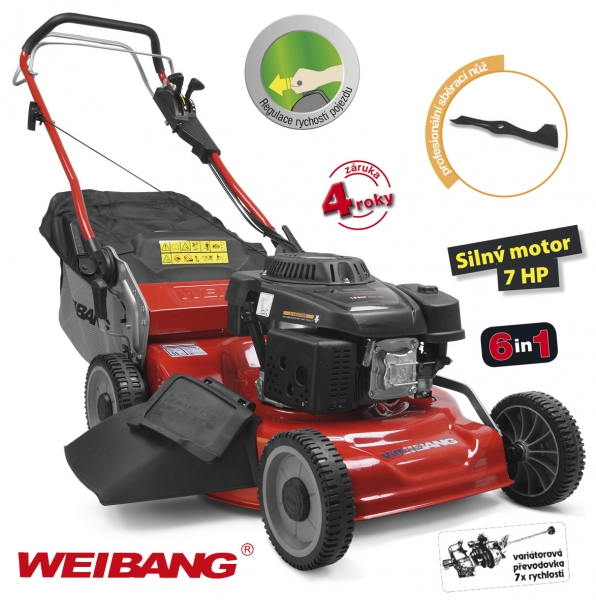 Weibang WB 537 SLCV 6IN1 RL - benznov sekaka s pojezdem a 7 rychlostn pevodovkou + DREK
