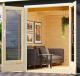 devn domek KARIBU RADEBURG 3 + pstavek 330 cm (31487) terragrau 4