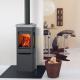 Jotul F 165 S litinov kamna s bonm prosklenm a mastkovm obkladem - ern lak 1