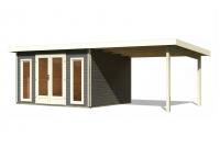 devn domek KARIBU RADEBURG 2 + pstavek 330 cm (31481) terragrau