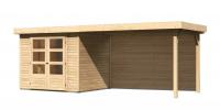 devn domek KARIBU ASKOLA 3 + pstavek 280 cm vetn zadn stny (9173) natur