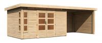 devn domek KARIBU KASTORF 7 + pstavek 320 cm vetn zadn a bon stny (31560) natur